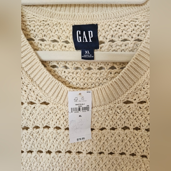 GAP 24/7 Split-Hem Crochet Sweater, Color: Chino, Size: XL - Picture 6 of 8
